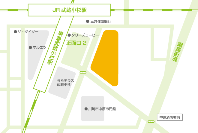 武蔵小杉駅からのアクセスマップ